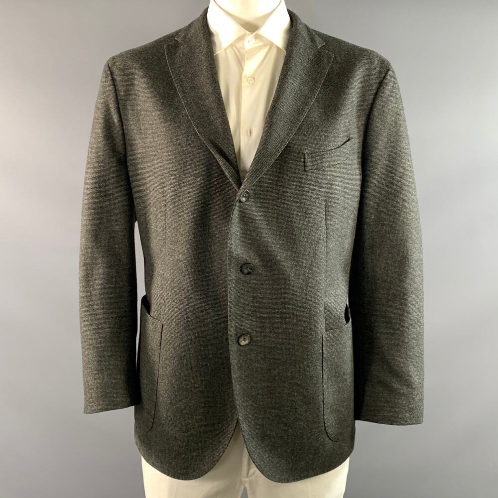 BOGLIOLI Chest Size 52 Green Grey Wool Notch Lapel Sport Coat
